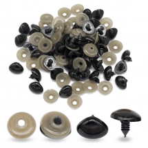 Noski Bezpieczne z Zatyczkami do Zabawek, Plastik, Czarne, 17x21mm, Kołek 5-6 mm, 50 szt (13WB31423)