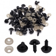 Noski Bezpieczne z Zatyczkami do Zabawek, Plastik, Czarne, 9.5x11mm, Kołek 5-6 mm, 50 szt (13WB31557)