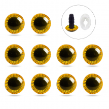 Oczka do Zabawek i Lalek ze Sztyftem i Zatrzaskiem Plastikowe, Żółte, 11mm, 10szt (13WB31653)