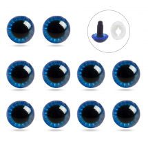 Oczka do Zabawek i Lalek ze Sztyftem i Zatrzaskiem Plastikowe, Królewski Niebieski, 11mm, 10szt (13WB31654)