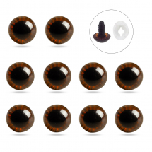 Oczka do Zabawek i Lalek ze Sztyftem i Zatrzaskiem Plastikowe, Siena, 11mm, 10szt (13WB31656)
