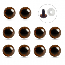 Oczka do Zabawek i Lalek ze Sztyftem i Zatrzaskiem Plastikowe, Siena, 15mm, 10szt (13WB31657)
