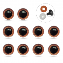 Oczka do Zabawek i Lalek, Żywica Epoksydowa, 2 Zatrzaski, Pomarańczowe, 12mm, 10szt (13WB31664)