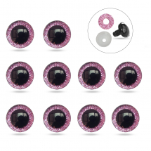 Oczka do Zabawek i Lalek, Żywica Epoksydowa, 2 Zatrzaski, Różowe, 12mm, 10szt (13WB31667)