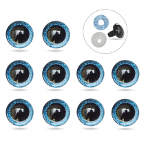 Oczka do Zabawek i Lalek, Żywica Epoksydowa, 2 Zatrzaski, Niebieskie, 20mm, 10szt (13WB31674)