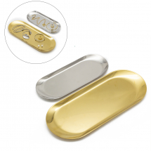 Zestaw 2 szt Tacki Organizery Dekoracyjne do Biżuterii i Kosmetyków, Stal Nierdzewna, 23x9cm i 30x12cm (13WB31801)