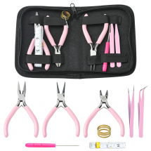 Zestaw Narzędzi Jubilerskich, Perłowy Róż, 160x110x29mm, 8szt/zestaw (13WB31873)