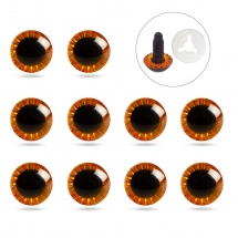 Oczka do Zabawek ze Sztyftem i Zatrzaskiem Plastik, Pomarańczowe, 19.5mm, Zatrzask 15x4mm, 10szt (13WB31929)