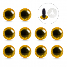 Oczka do Zabawek i Lalek ze Sztyftem i Zatrzaskiem Plastik, Żółte, 19.5mm, Zatrzask 15x4mm, 10szt (13WB31930)