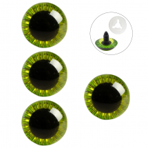 Oczka do Zabawek i Lalek ze Sztyftem i Zatrzaskiem Plastikowe, Żółto-Zielone, 31mm, 4szt (13WB31933)
