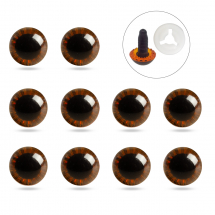 Oczka do Zabawek i Lalek ze Sztyftem i Zatrzaskiem Plastik, Siena, 19.5mm, Zatrzask 15x4mm, 10szt (13WB31935)