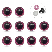 Oczka do Zabawek i Lalek, Żywica Epoksydowa, 2 Zatrzaski, Ciemnoróżowe, 12mm, 10szt (13WB31941)