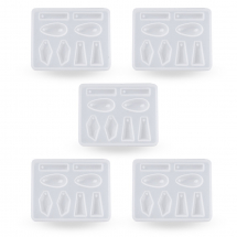 Zestaw Silikonowa Forma do Wisiorków i Zawieszek, Biała, 53x68x7mm, Wewnętrzny 5-19x10-23mm, 5szt (13WB31952)