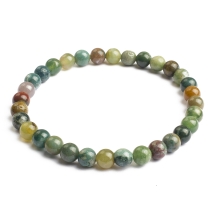 Bransoletka z Koralików Naturalnego Indyjskiego Agatu, Elastyczna, 5-6cm, Koraliki 5.8-6.8mm, 1szt (13WB31994)