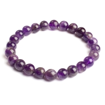 Bransoletka z Koralików Naturalnego Ametystu, Elastyczna, 5.5-6cm, Koraliki 8mm, 1szt (13WB31995)