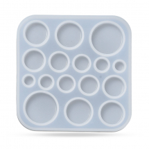 Forma Silikonowa do Rękodzieła, do Kaboszonów, Płaska Okrągła, 91x91x5mm, Wewnątrz 8-24mm, 1szt (13WB32009)