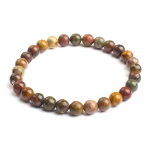 Bransoletka z Naturalnego Polichromowego Jaspisu Picasso, Elastyczna, Koralik 5.8-6.8mm, 1szt (13WB32018)