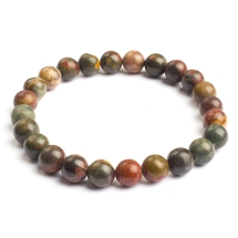 Bransoletka z Naturalnego Polichromowego Jaspisu Picasso, Elastyczna, 8mm, 1szt (13WB32019)