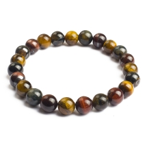 Bransoletka z Naturalnego Tygrysiego Oka, Elastyczna, Koralik 8mm, 1szt (13WB32022)