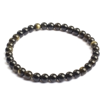 Bransoletka z Naturalnego Złocistego Obsidianu, Elastyczna, Koralik 5.8-6.8mm, 1szt (13WB32027)