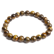 Bransoletka z Naturalnego Tygrysiego Oka, Elastyczna, Koralik 8mm, 1szt (13WB32029)