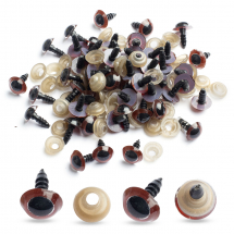 Oczka Bezpieczne z Zaciskami, do Zabawek, Plastikowe, Brązowy, 10mm, 50 par (13WB32077)