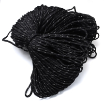 Sznurek Paracord Polyester i Spandex, 7 Rdzenie, Prążkowany, do Bransoletek, Czarny, 4mm, 100m/wiązka (13WB29467)