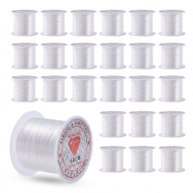 Nić Elastyczna Płaska do Bransoletek i Biżuterii, Biała, 0,8 mm, 9-10 m/szpulka, 25 szpulek (13WB31778)