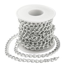 Łańcuszek Aluminiowy, Skręcany, Nielutowany, Srebro, 10x6.5x1.8mm, 5m/szpula (13WB32099)