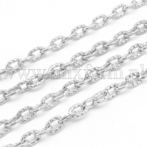 Łańcuch Kotwiczny, Żelazny, Nie Lutowany, Teksturowany, Srebro, Ogniwo: 3x2mm, 5m (14WB7230)