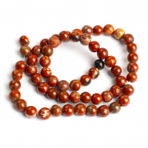 Koraliki Naturalny Czerwony Jaspis, Klasa AB, Okrągłe, 6mm, około 55szt/38cm/sznur (13WB32108)