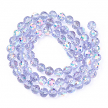 Koraliki Szklane Galwanizowane, Kolor AB, Okrągłe, Lawendowy, 8-7.5mm, około 66szt/50cm/sznur (13WB32130)