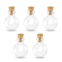 Szklana Butelka na Koraliki, z Korkiem, Butelka Życzeń, 245x20x95mm, 5szt (13WB32104)