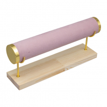 Stojak na Bransoletki, Aksamitny, z Drewnianą Podstawą, Blado-Fioletowo-Czerwony, 29x7x12cm, 1szt (13WB32133)