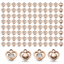 Zawieszki Akrylowe, Serca z Dżetami Akrylowymi, Powłoka UV, Jasny Złoty, 14x13x5mm, 100szt (13WB32138)