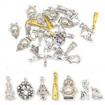 Zestaw Zawieszki i Wisiorki Świąteczne i Bożonarodzeniowe, Mix 10 Wzorów, 40 szt/zestaw (13WB32162)