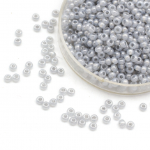 Koraliki 17708 Czeski Preciosa 10/0, Alabastrowy Perłowy ALTCL, Szary, Okrągły 50 g (3WB3669)
