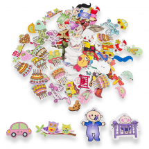 Zestaw Guzików do Rękodzieła, Drewniane, Mix 15-20 Rodzajów, 85-90szt/zestaw (13WB32165)