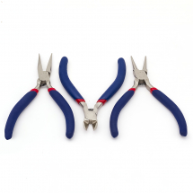 Zestaw Narzędzi Jubilerskie, Stal, Szczypce Okrągłe, Szczypce Boczne, Szczypce, Niebieski, 110mm, 3szt/set (13WB11408)