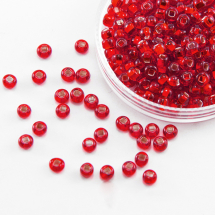 Koraliki 97070 Czeski Preciosa 10/0, Przezroczysty z Srebrnym Paskiem TSL, Czerwony, Okrągły 50 g (3WB3197)