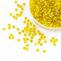 Koraliki 87010 Czeski Preciosa 10/0, Przezroczysty z Srebrnym Paskiem TSL, Żółty, Okrągły 50 g (3WB3200)