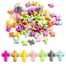 Koraliki Akrylowe Imitacja Turkusowy Krzyż, Mix, 24.5x17.5x5.5mm, Otwór 2mm, około 45szt/50g, (13WB32271)