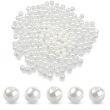 Koraliki Perłowe Plastikowe ABS, Błyszczące, Okrągłe, Biały, 6mm, około 2300szt/500g (13WB32296)