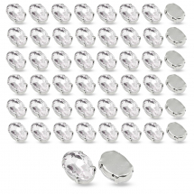 Dżety do Przyszycia w Koszyczku, Szkło i Mosiądz, Przezroczysty, 14x10x6.5mm, 50szt (13WB32183)