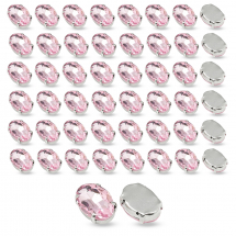 Dżety do Przyszycia w Koszyczku, Szkło i Mosiądz, Jasnoróżowy, 8x6mm, 50szt (13WB32213)