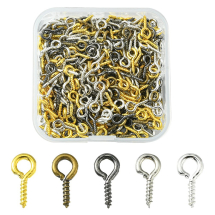 Uchwyty Wkręcane, Sztyfty z Pętlą do Koralików, Żelazne, Mix, 10x5x1.2mm, 500szt/zestaw (13WB32318)