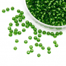 Koraliki 57120 Czeskie Preciosa 10/0, Przezroczysty ze Srebrnym Paskiem, Zielony, Okrągły, 50g (3WB3695)