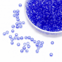 Koraliki Chińskie 12/0, Przezroczysty, Niebieski 6, Okrągły, 100g (3WB3769)