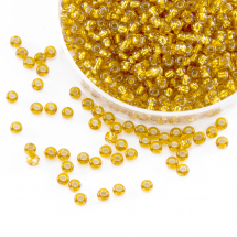 Koraliki 17020 Czeskie Preciosa 10/0, Przezroczyste ze Srebrnym Paskiem, Złote, Okrągłe, 50g (3WB1967)