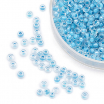 Koraliki Chińskie 12/0, Przezroczysty Tęczowy Barwiony Wewnątrz, Niebieski 215, Okrągły, 100g (2WB28067)